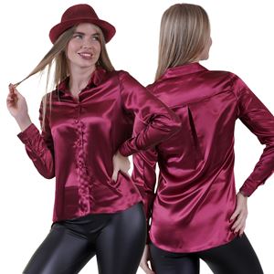 Burgundy Women's Satin Shirt