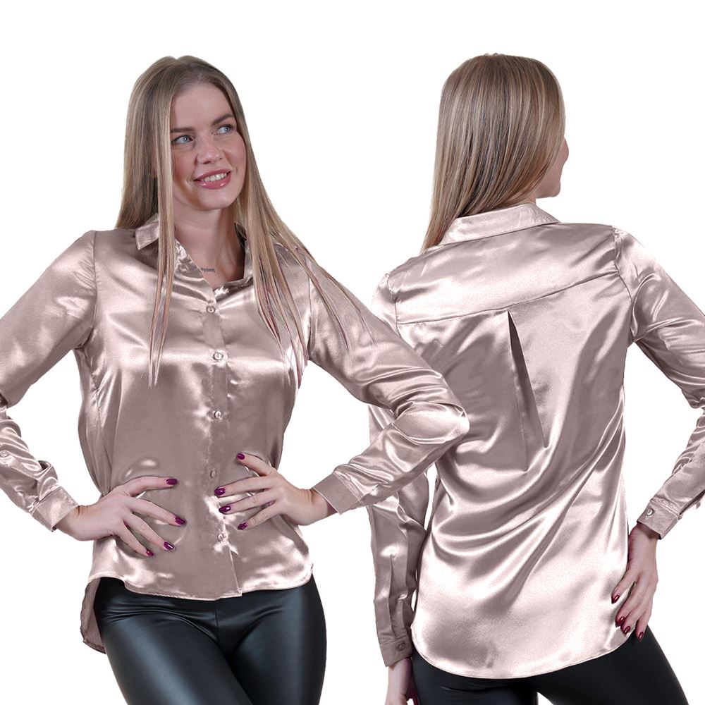 Golden Women's Satin Loose Shirt