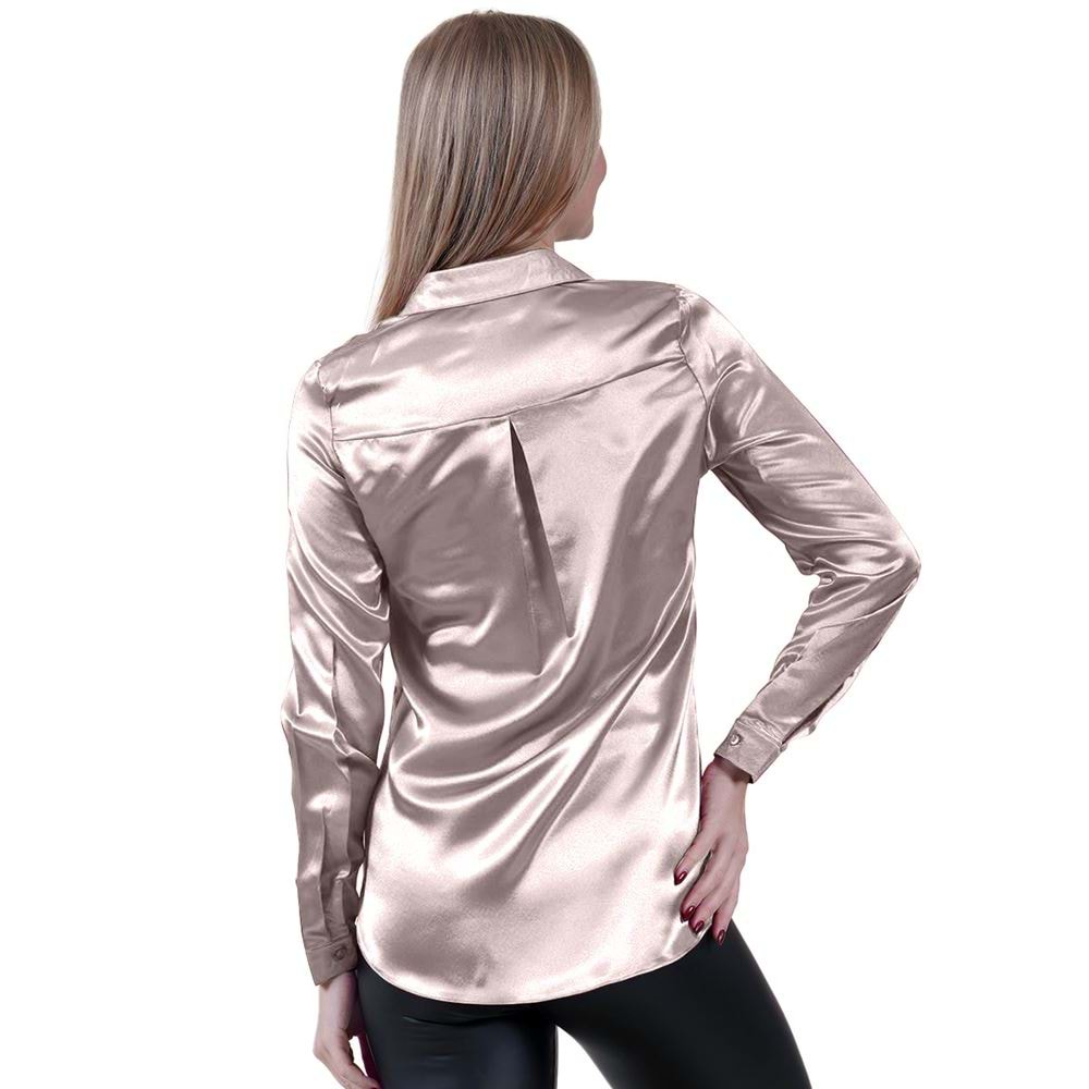 Golden Women's Satin Loose Shirt