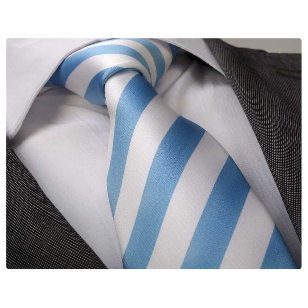 Blue White Striped Necktie