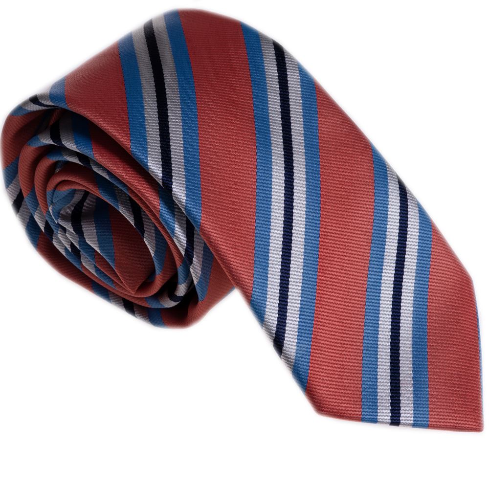 Peach Blue Striped Necktie