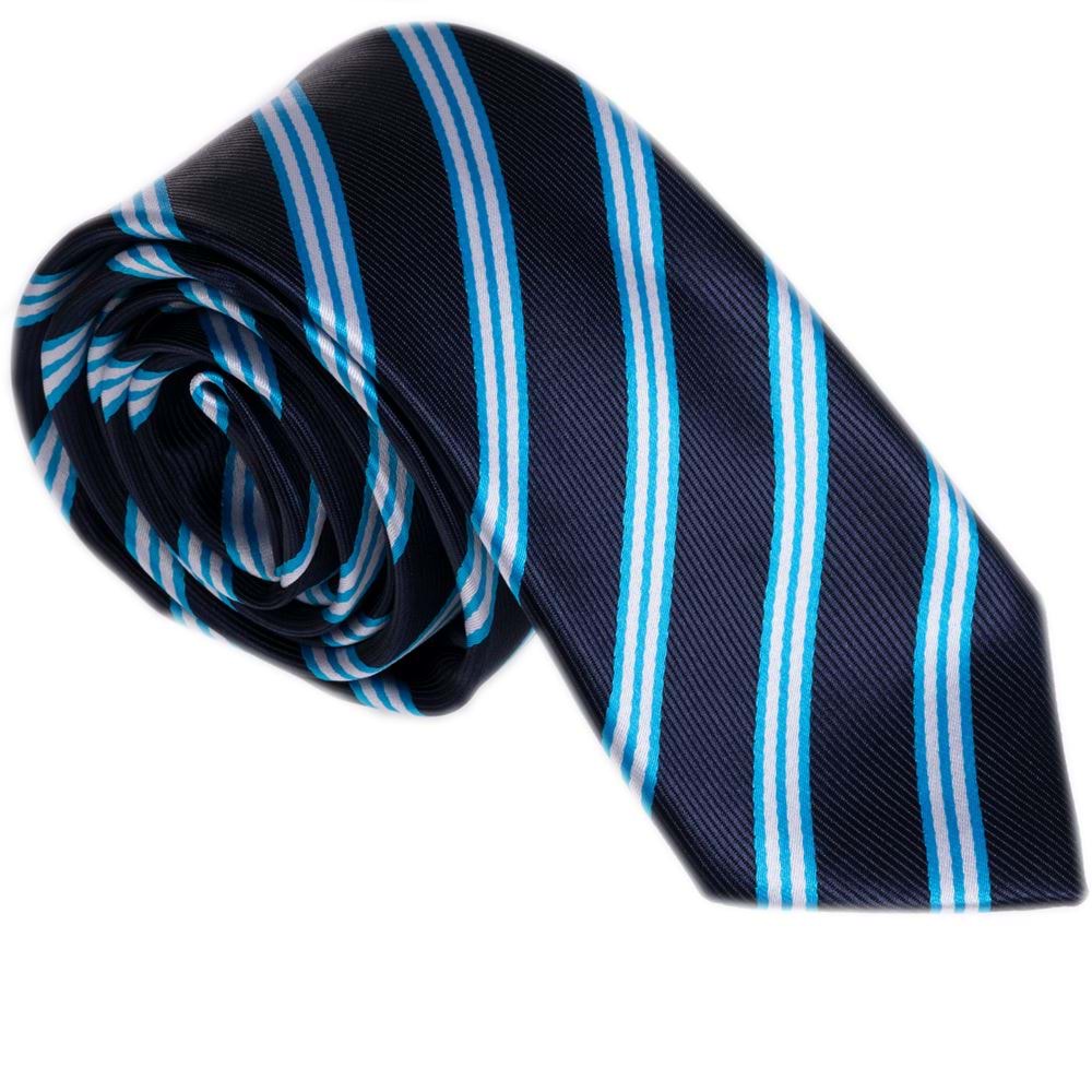 Navy Blue White Striped Necktie