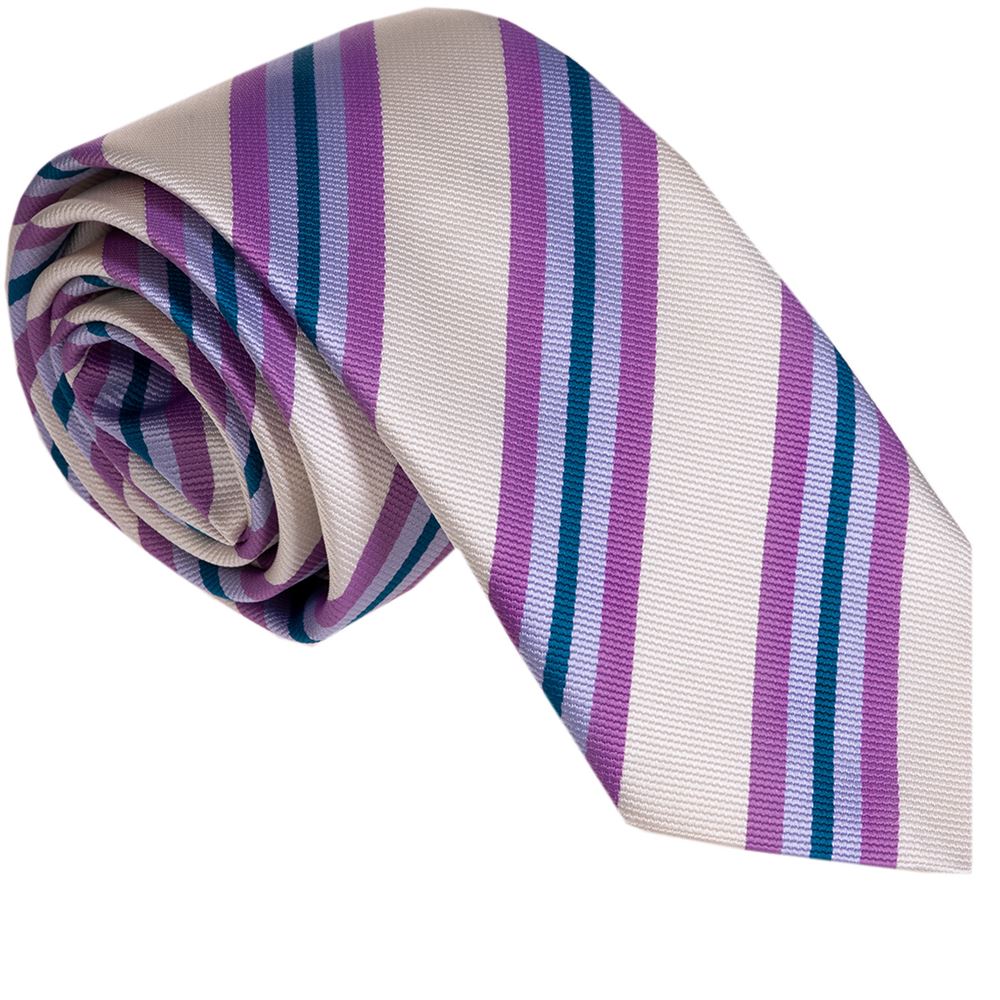Lilac Beige Striped Necktie