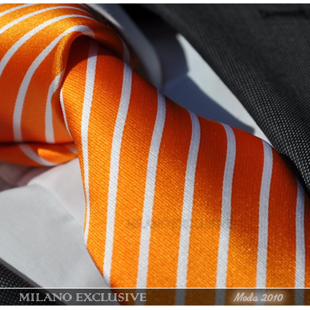 White Striped Orange Necktie