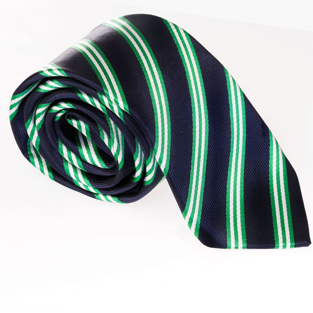 Navy Green Striped Necktie