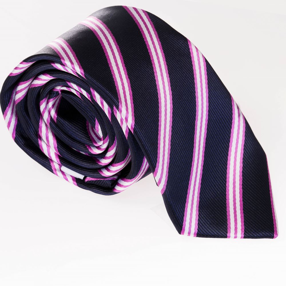 Navy Pink Striped Necktie