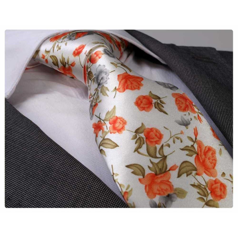 Orange Floral Necktie