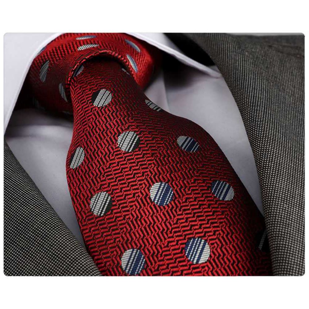 Red Shapes on Jacuard Necktie