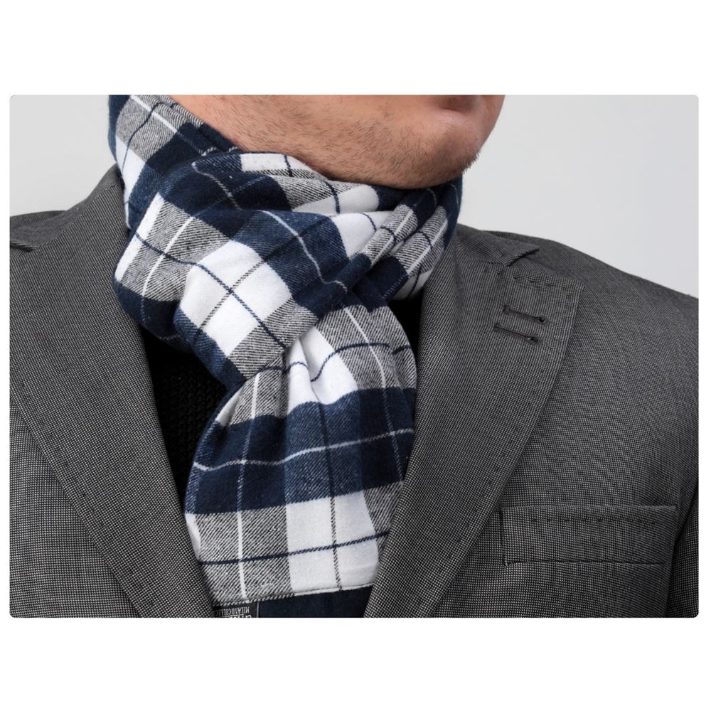 Navy Plaid Double Face Scarf