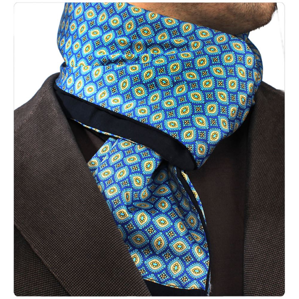 Blue Printed Designed Double Face Scarf
