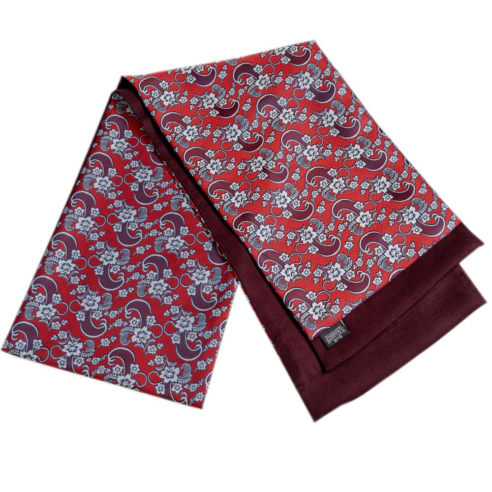 Silver Red Paisley Mens Scarf