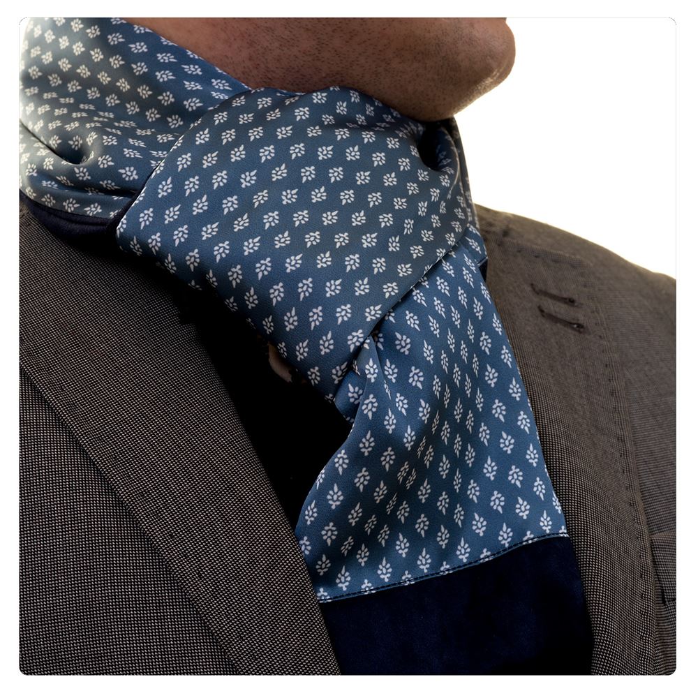 Blue and White Printed Mens Scarf