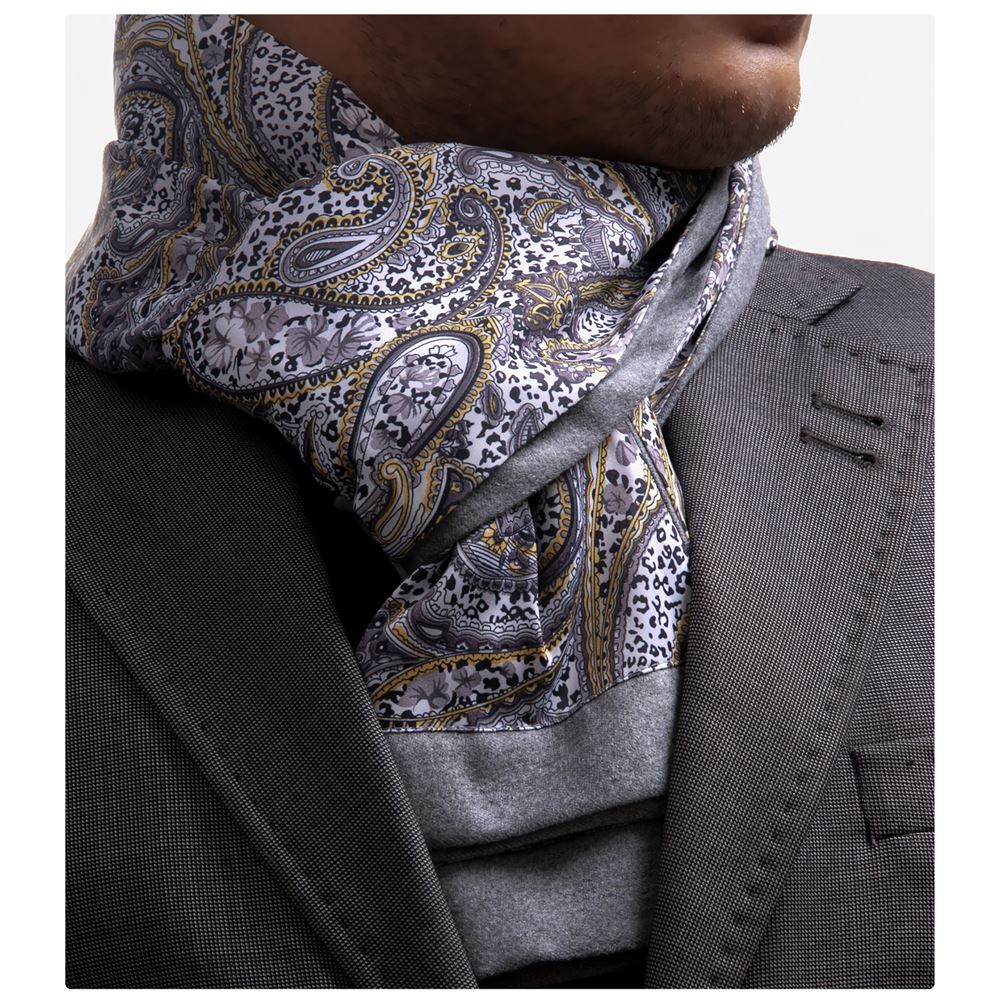 Gray Paisley Double Face Scarf