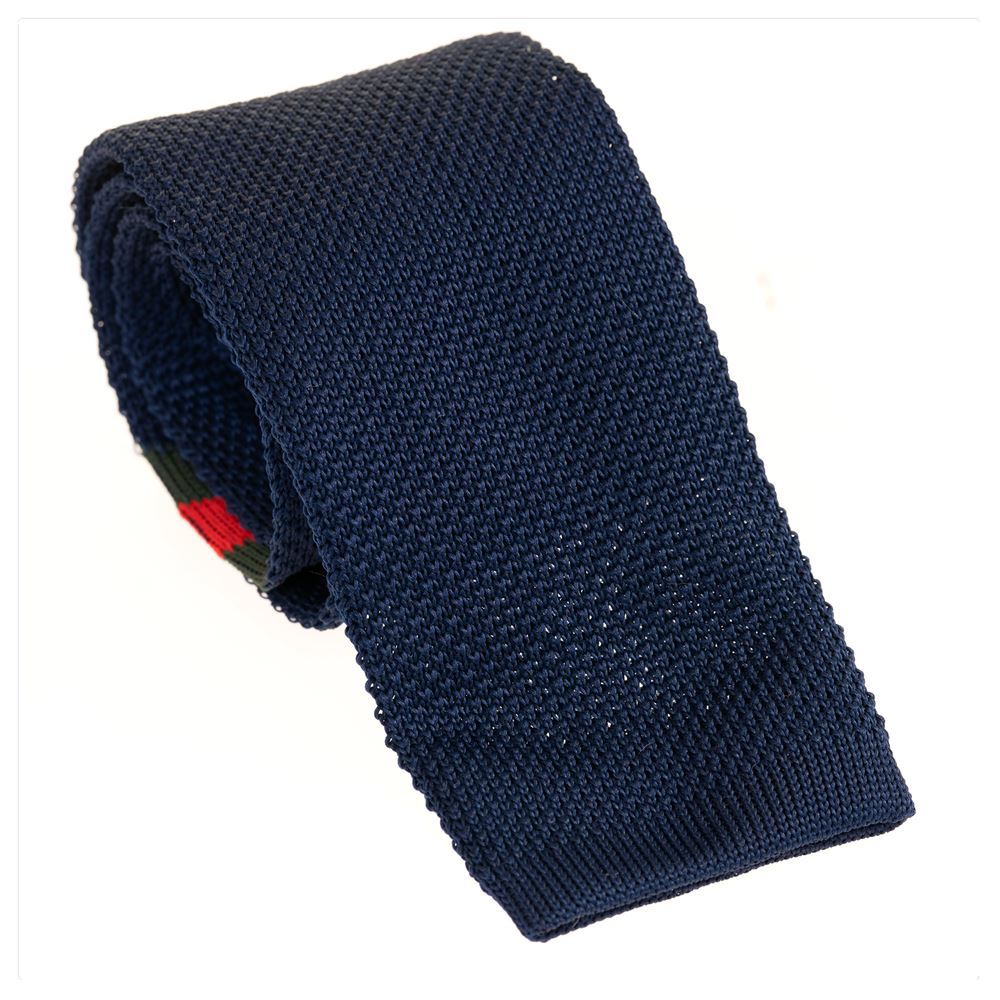 Navy Red And Green Striped Knitted Tie