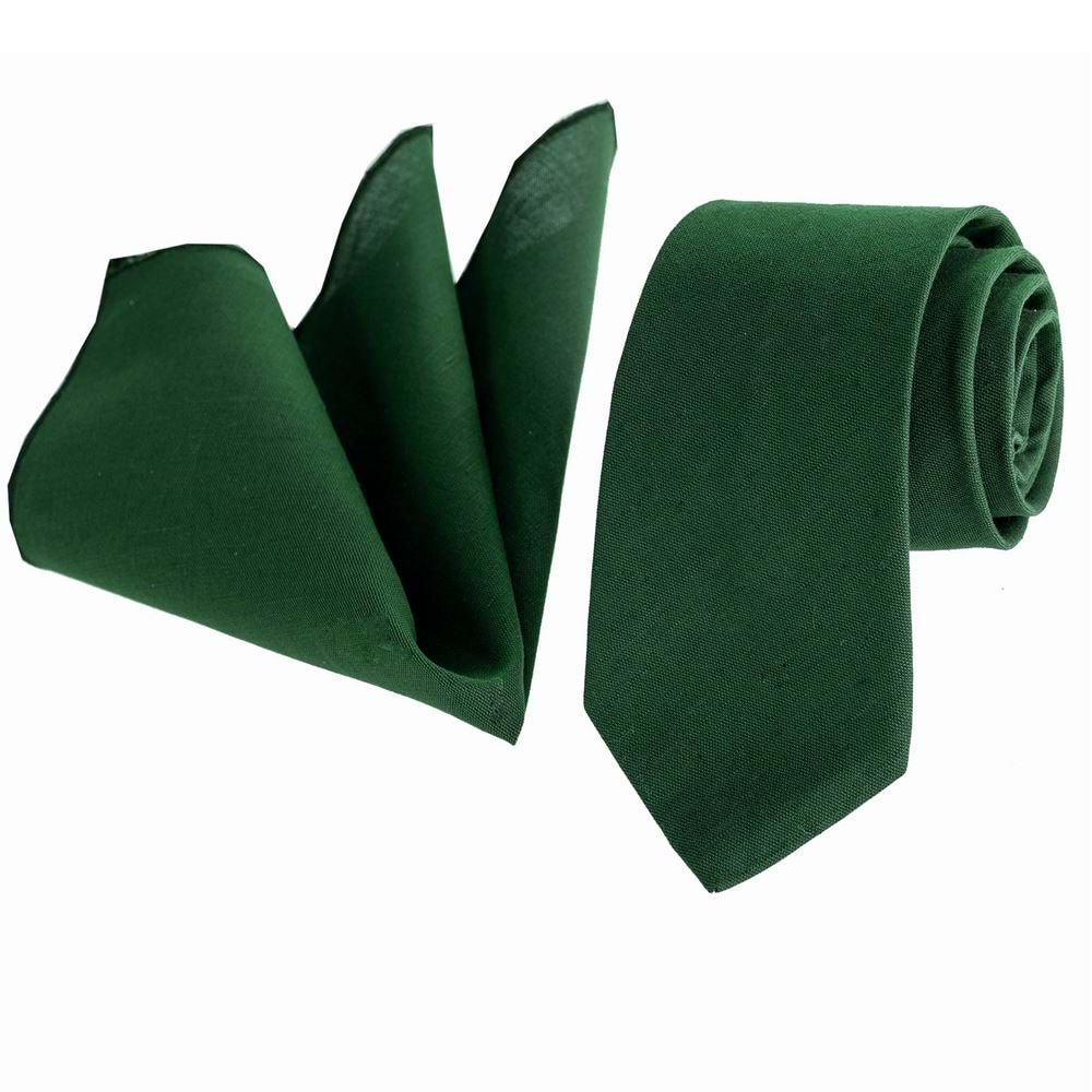 Green Linen Tie & Pocket Square Set