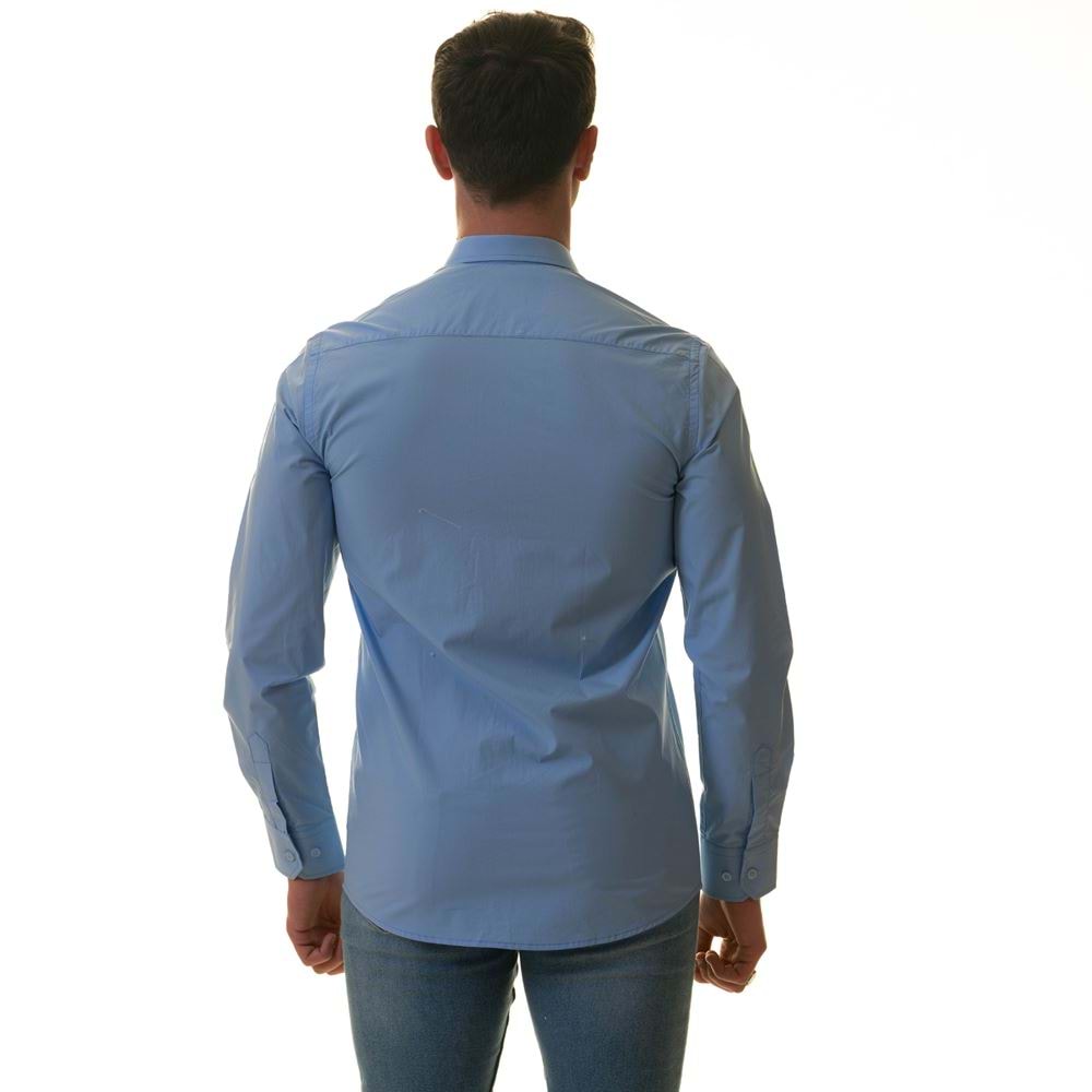 Sky Blue Plain Smart Men's Shirt