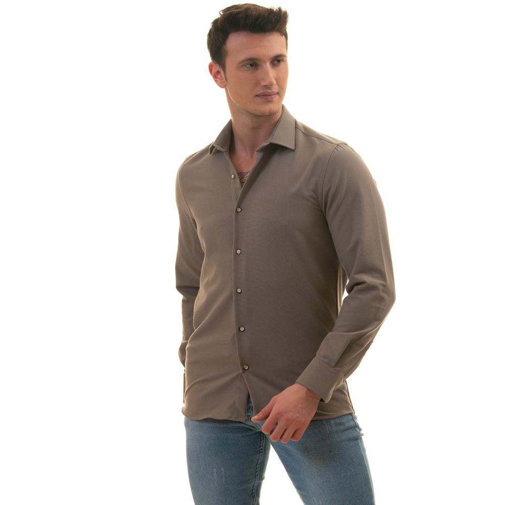 Vison Gray Linen Men's Shirt
