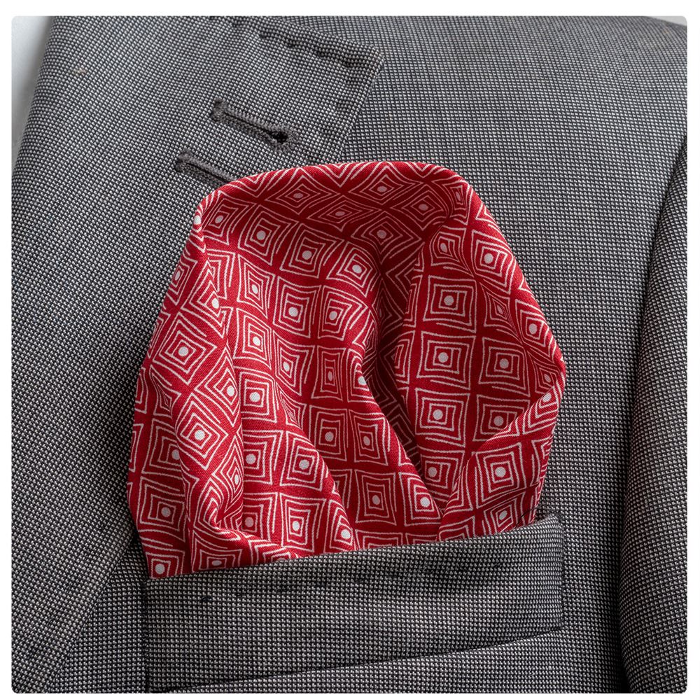 Red Printed Pocket Square