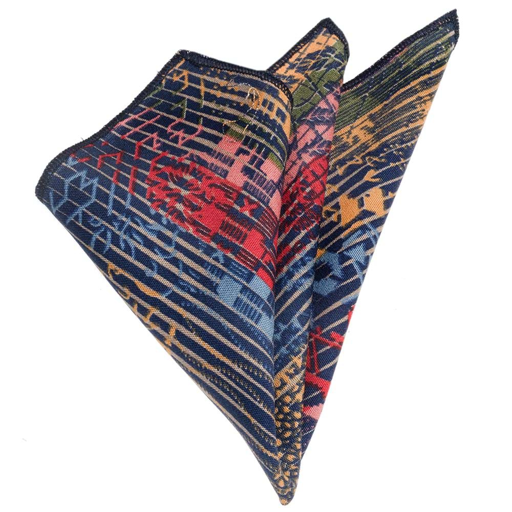 Navy with Colorful Printed Pocket Square