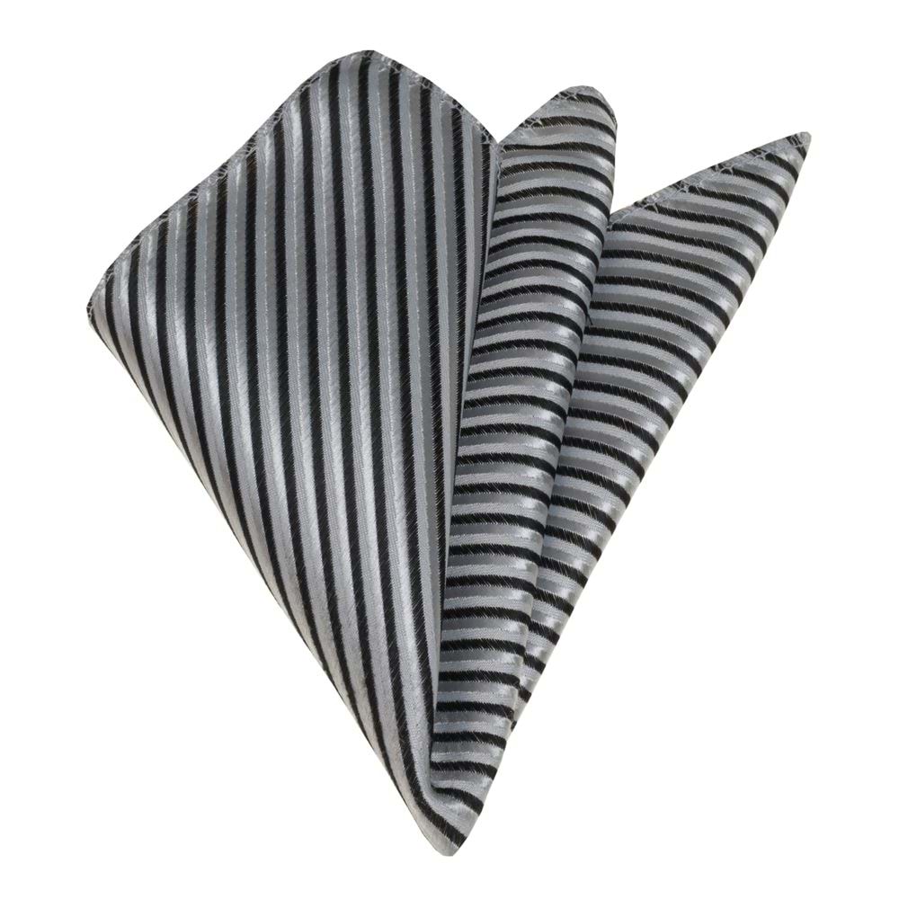 Gray Black Striped Jacquard Pocket Square