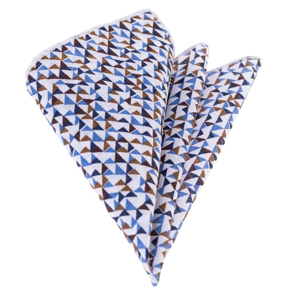 Blue and Brown Triange Printed Handkerchief