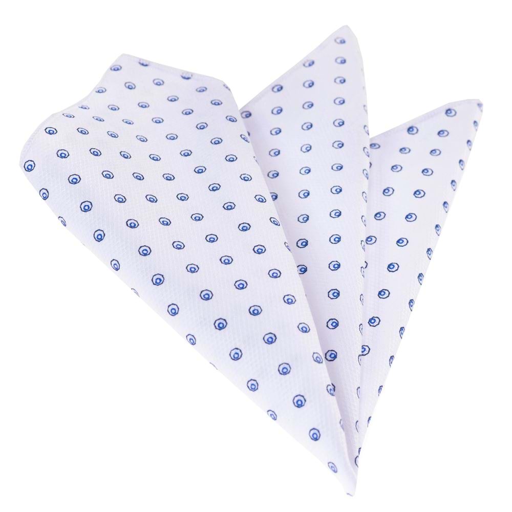 White Blue Geometric Handkerchief