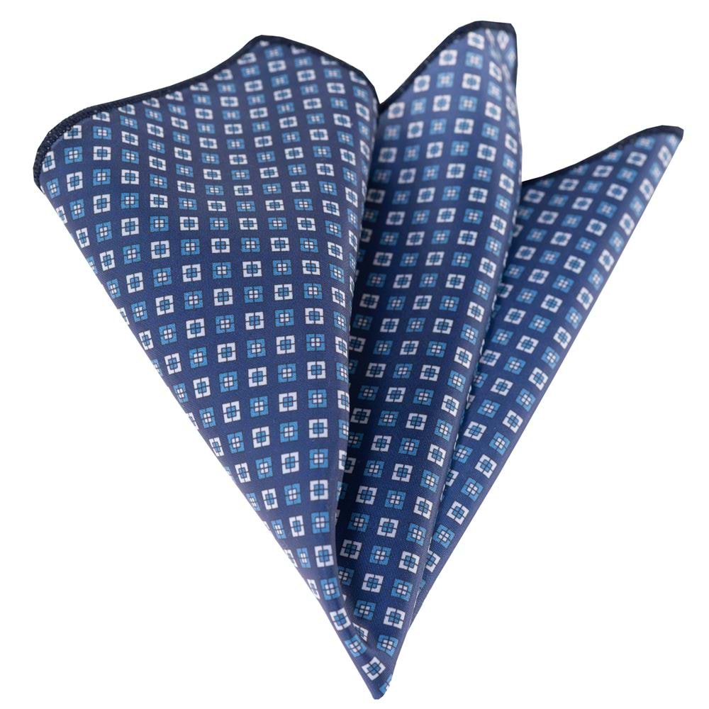Navy Blue Squares Handkerchief