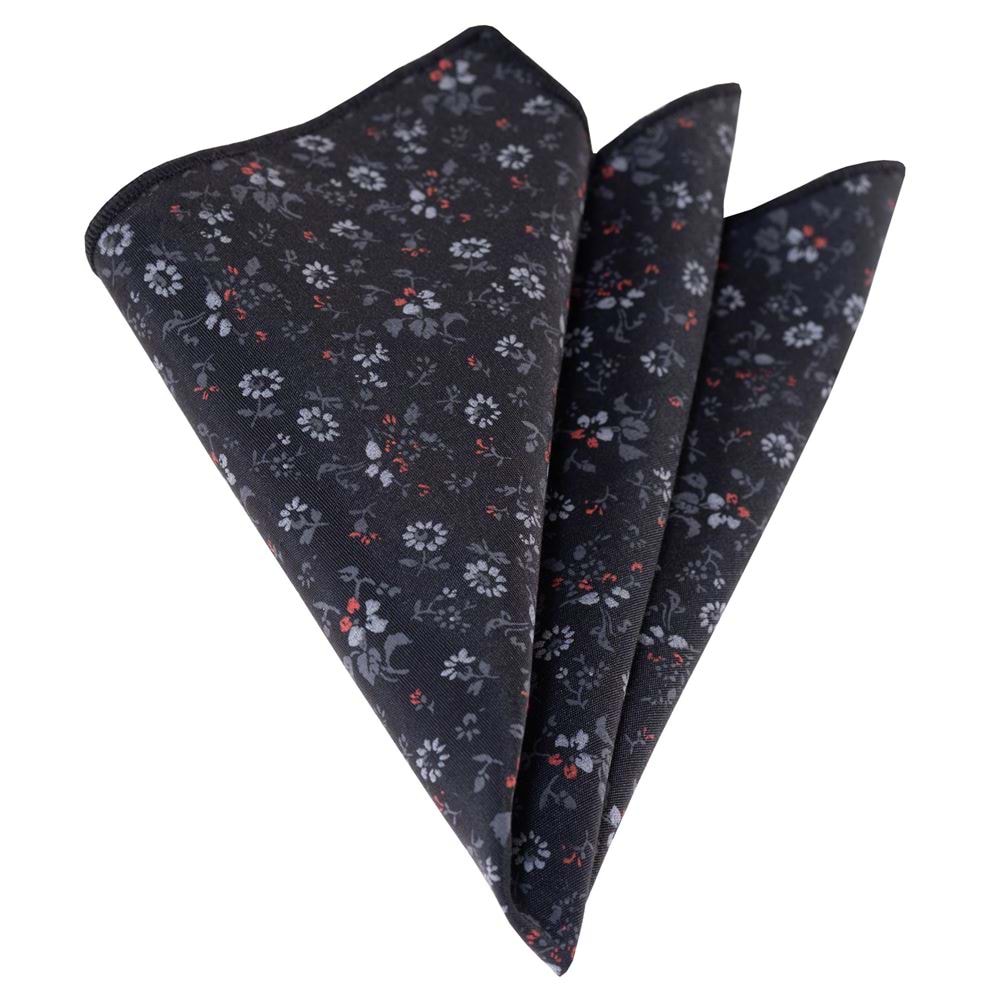 Red Gray Floral Handkerchief