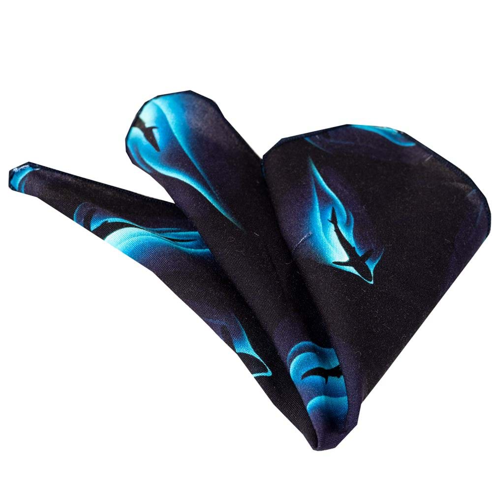 Blue Black Shark Printed Handkerchief on Black