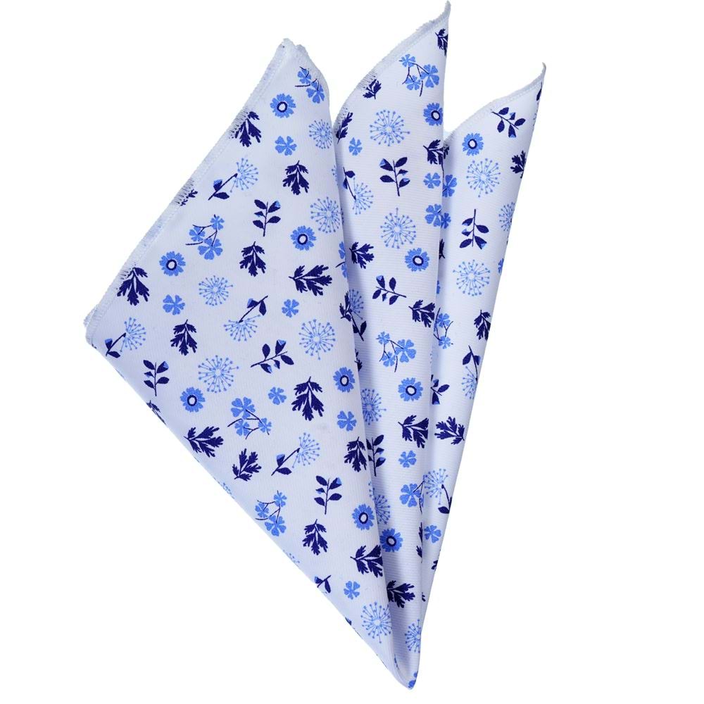 Blue Floral Digital Printed Cotton Pocket Square