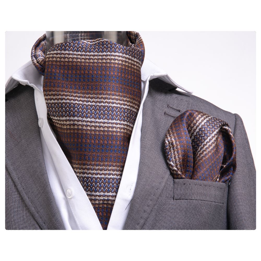 Brown Ethic Style Ascot Hanky Set
