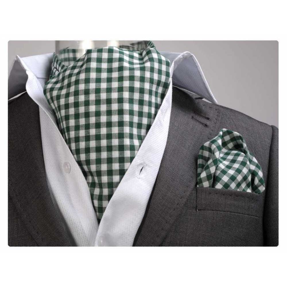 Green White Ascot Tie Set