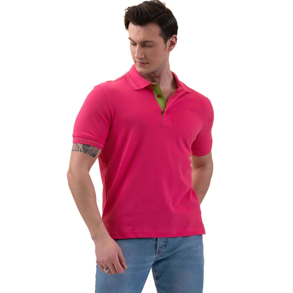 Pink inside Green Designer Men's Polo Shirt