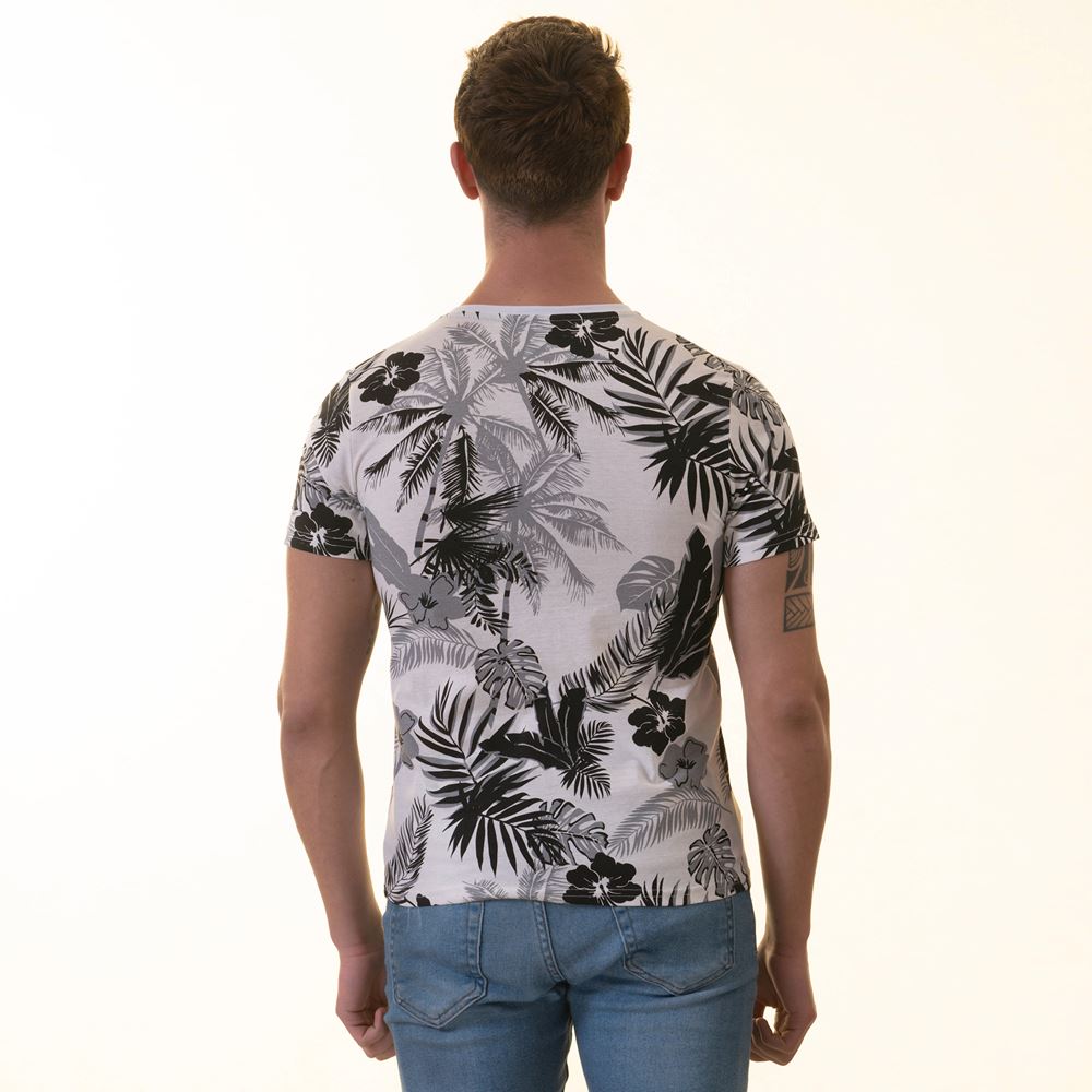 Black Hawaii Printed White Tee O Neck T-Shirt