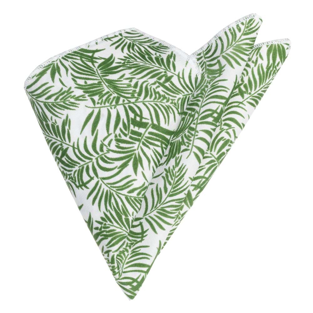 Green White Hawaiian Designer Pocket Square
