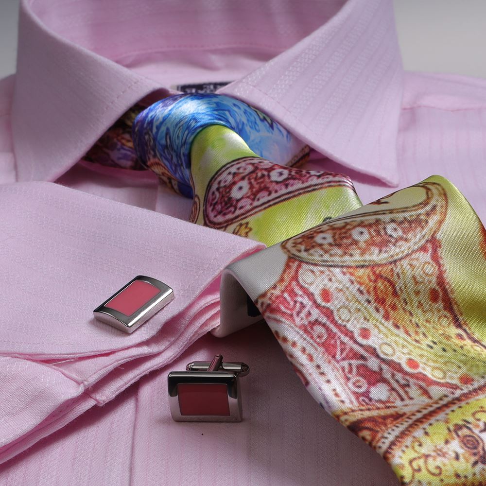 Pink French Cuff Shirt with Tie & Cufflinks