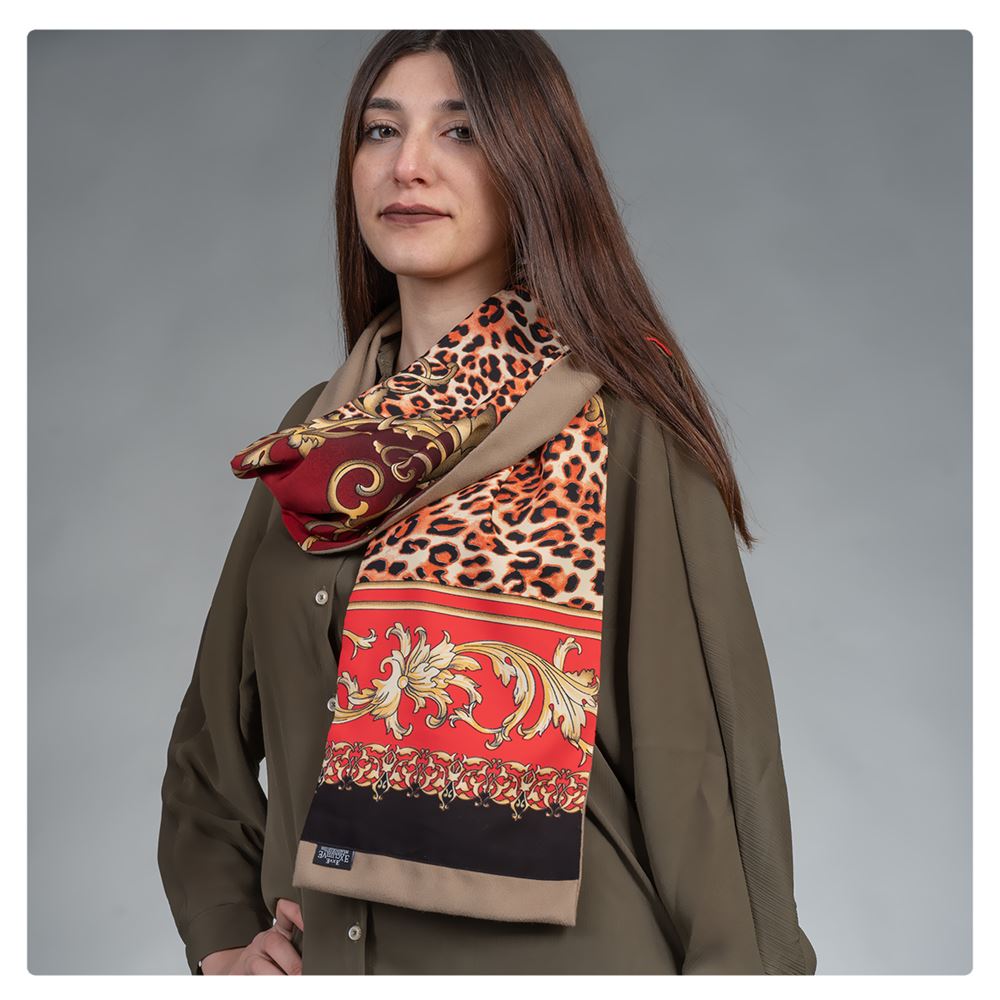 Red Printed Woman Scarf