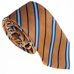 Yellow Navy Striped Handmade Necktie