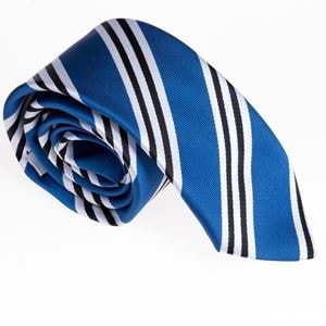 Blue White Black Striped Tie & Hanky Set