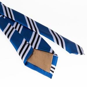 Blue White Black Striped Tie & Hanky Set