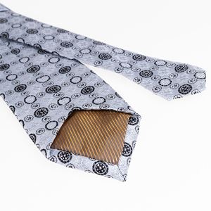 Gray Geometric Designer Tie & Hanky Set