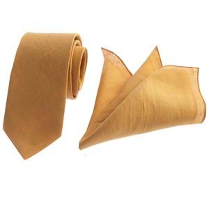 Golden Linen Tie & Pocket Square Set