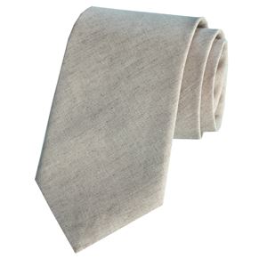 Beige Cream Linen Tie & Pocket Square Set