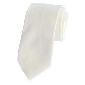 White Linen Tie & Pocket Square Set
