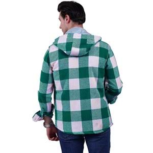 Khaki Gray Checkered Men's Fur Lined Jacket Shirt