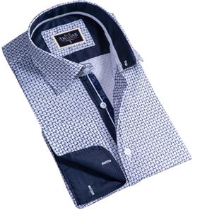 Blue Squares French Cuff Shirt