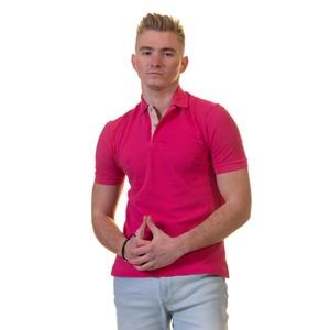 Pink inside Beige Designer Polo Shirt