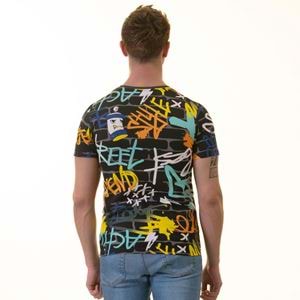 Black Graffiti Printed Tee O Neck T-Shirt