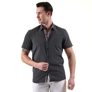 Black and White Polka Dot Printed Men's Short Sleeves Shirt