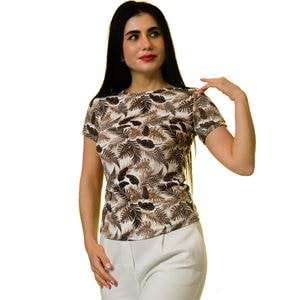 Brown Tropical Designer Women Tee O Neck T-Shirt